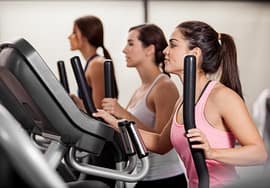 Working out in elliptical trainer