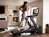 Girl running at home on treadmill