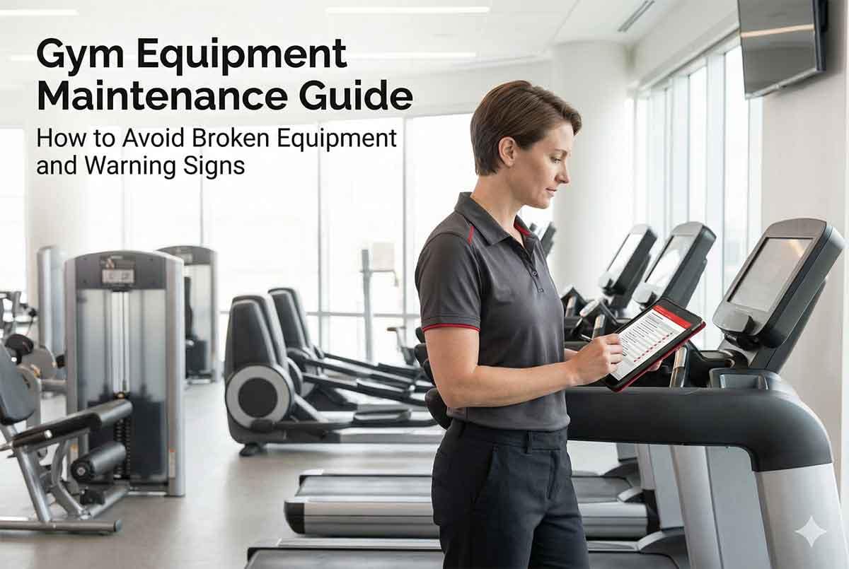 Lady Inspecting Gym Equipment