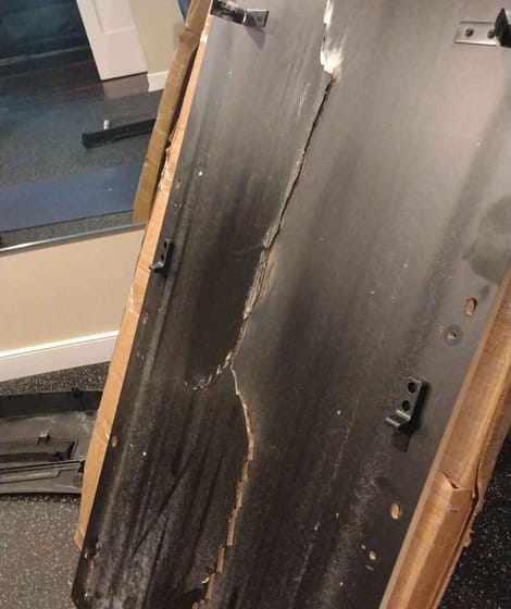 Physical therapy equipment maintenance found broken treadmill deck
