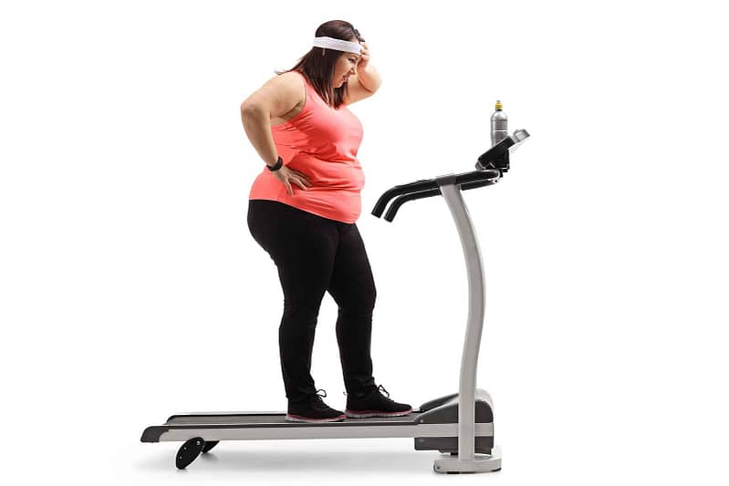 Lady on treadmill unhappy