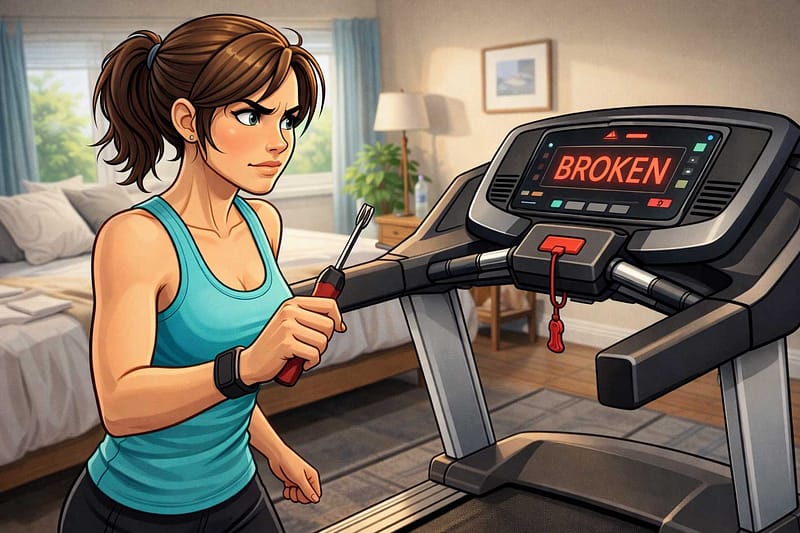 Determined to fix treadmill in bedroom